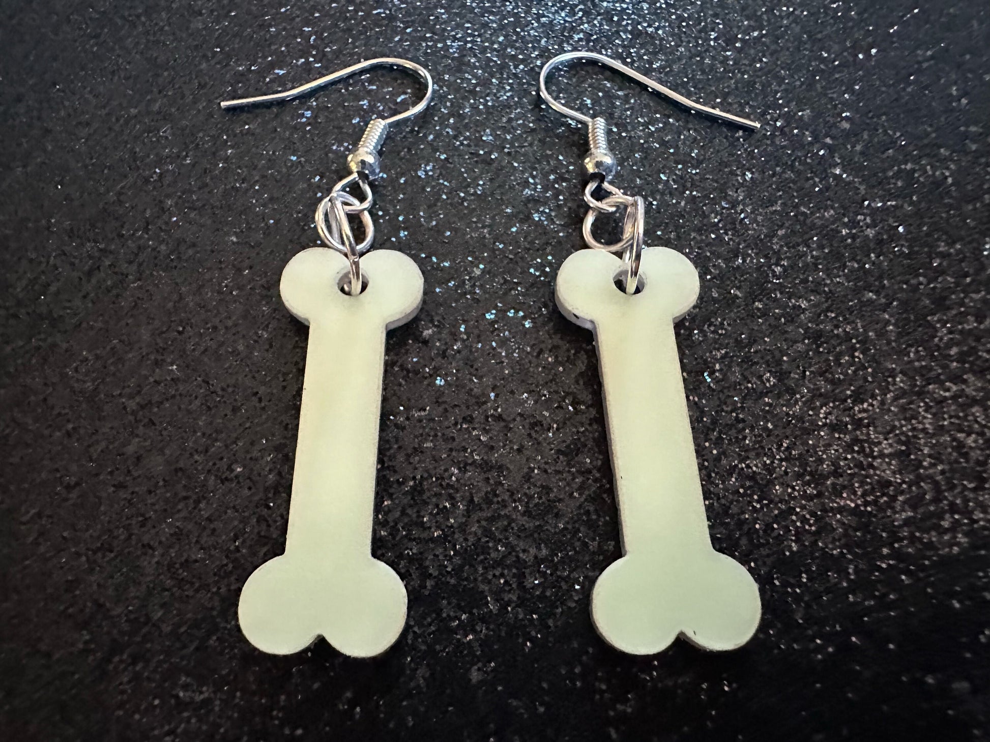 Glow in the Dark Bone Earrings: Laser Cut Acrylic Bones, Halloween, Cross Bones, Spooky, Scary, Dog Bone, Best Gifts for Her/Him/Them
