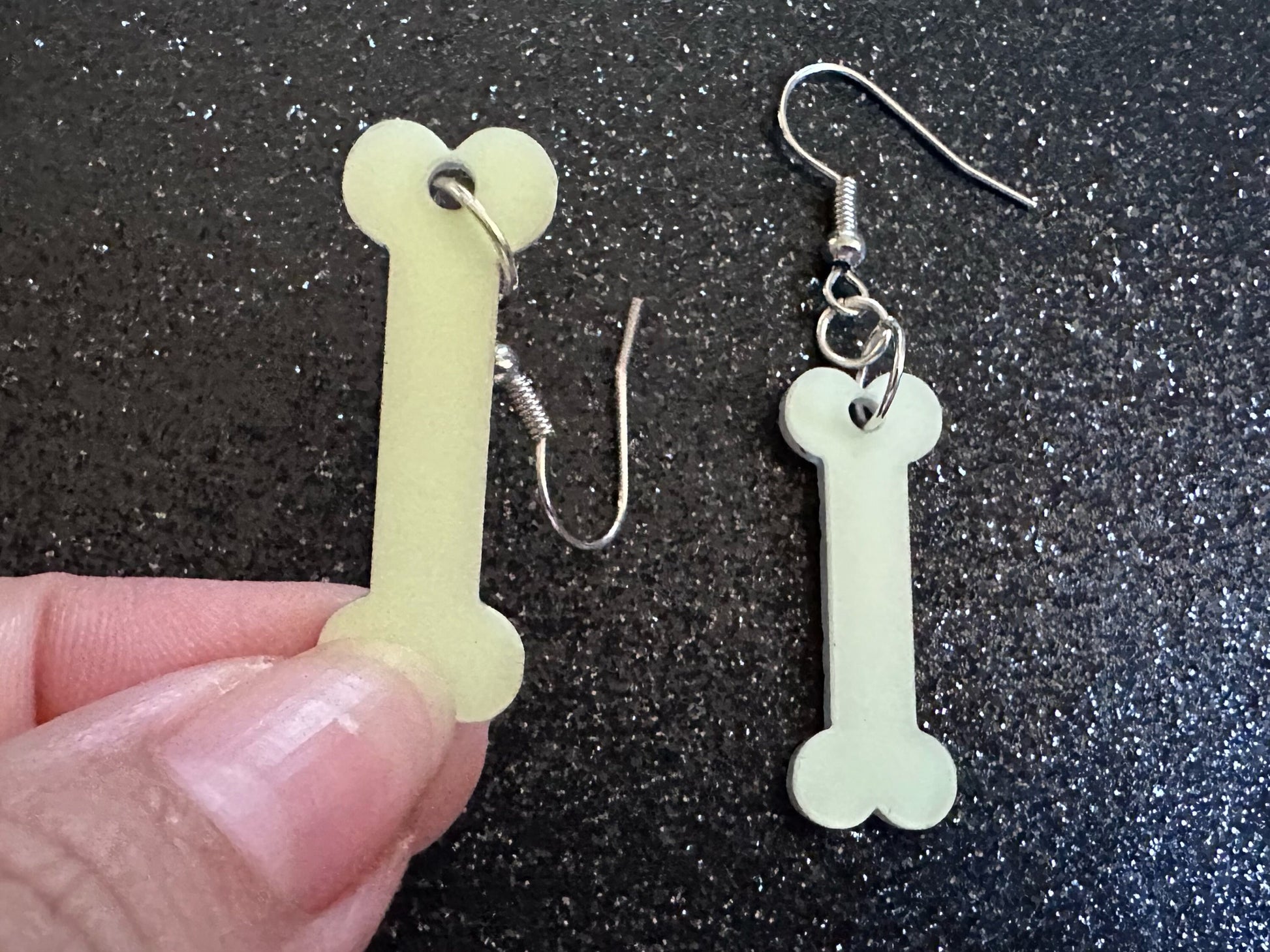 Glow in the Dark Bone Earrings: Laser Cut Acrylic Bones, Halloween, Cross Bones, Spooky, Scary, Dog Bone, Best Gifts for Her/Him/Them