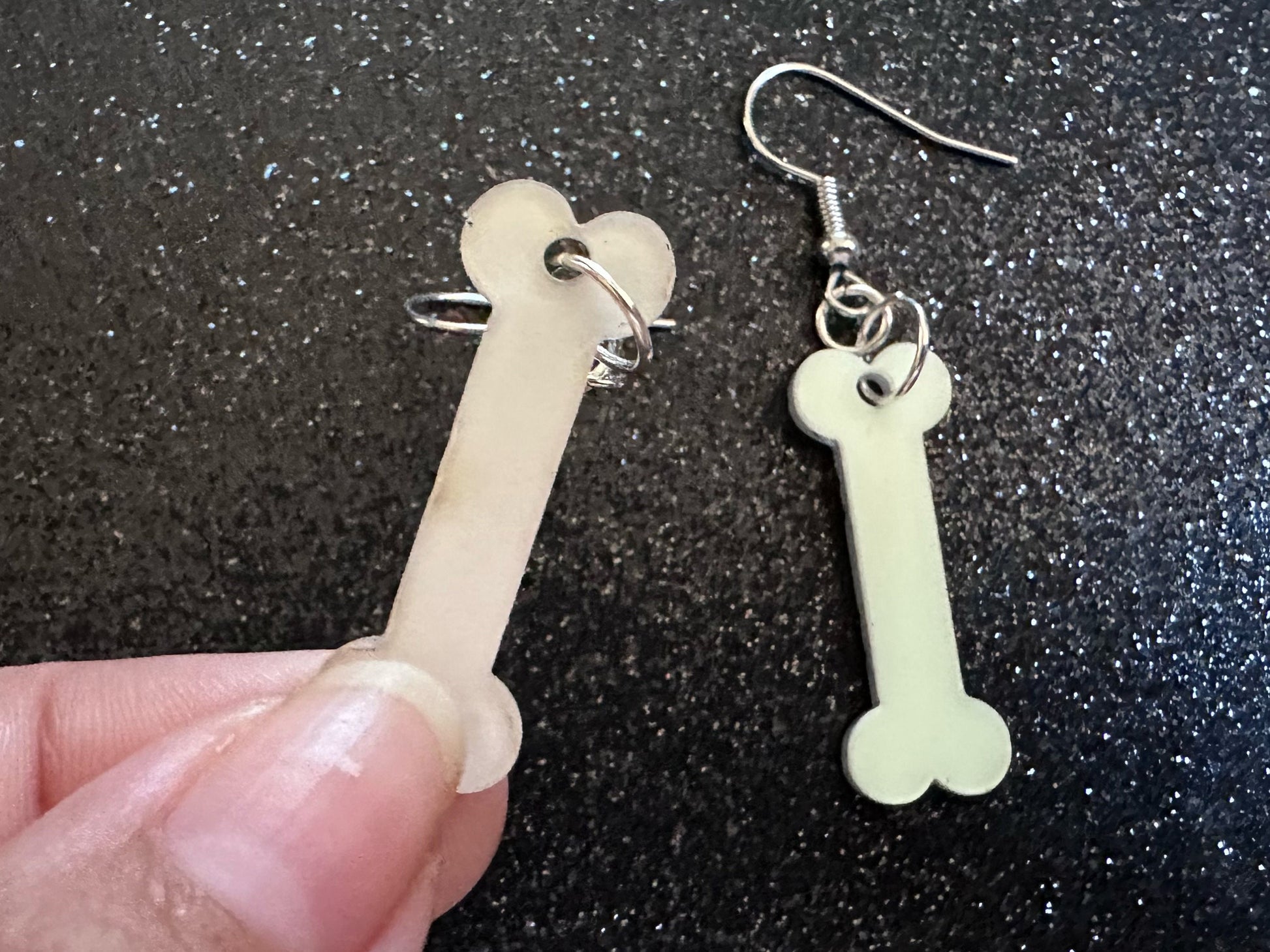 Glow in the Dark Bone Earrings: Laser Cut Acrylic Bones, Halloween, Cross Bones, Spooky, Scary, Dog Bone, Best Gifts for Her/Him/Them