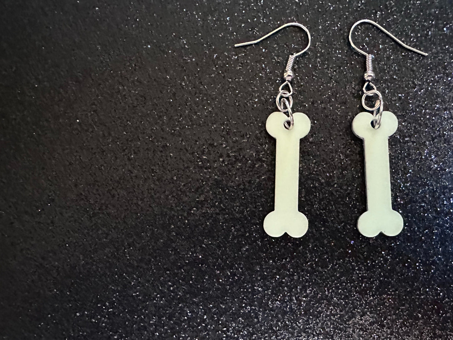Glow in the Dark Bone Earrings: Laser Cut Acrylic Bones, Halloween, Cross Bones, Spooky, Scary, Dog Bone, Best Gifts for Her/Him/Them