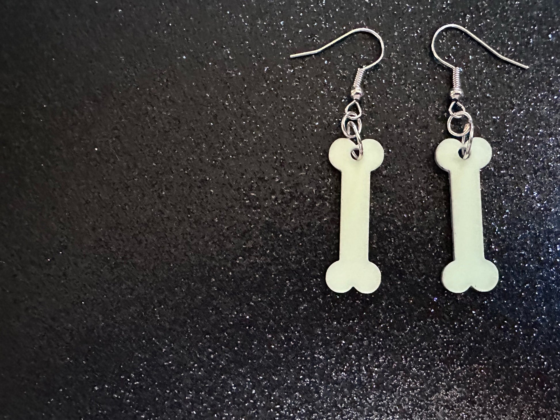 Glow in the Dark Bone Earrings: Laser Cut Acrylic Bones, Halloween, Cross Bones, Spooky, Scary, Dog Bone, Best Gifts for Her/Him/Them