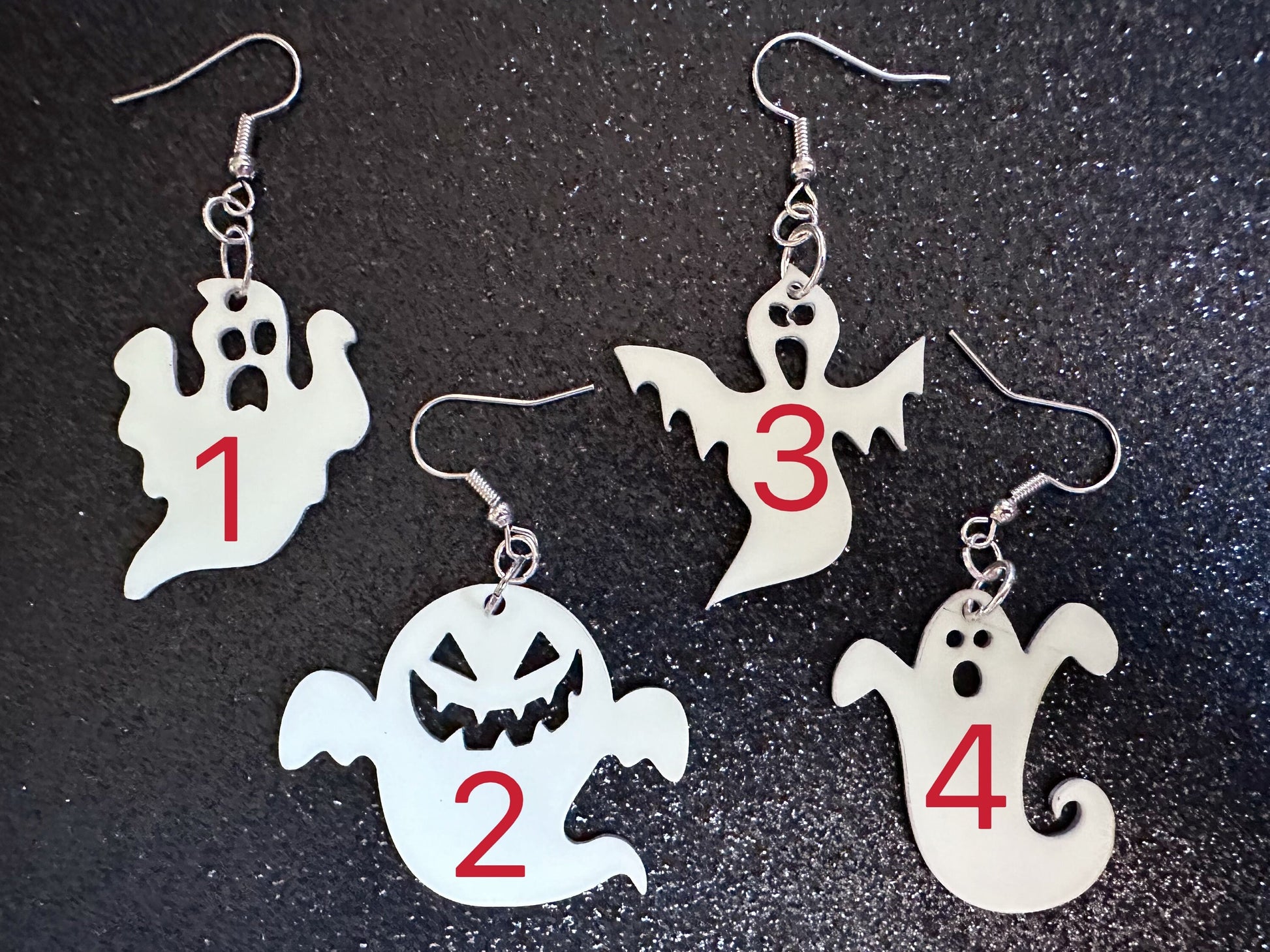 Glow in the Dark Ghost Earrings: Laser Cut Acrylic Ghosts, Halloween, Haunted, Scary, Spooky, Spirits, Best Gifts for Her/Him/Them