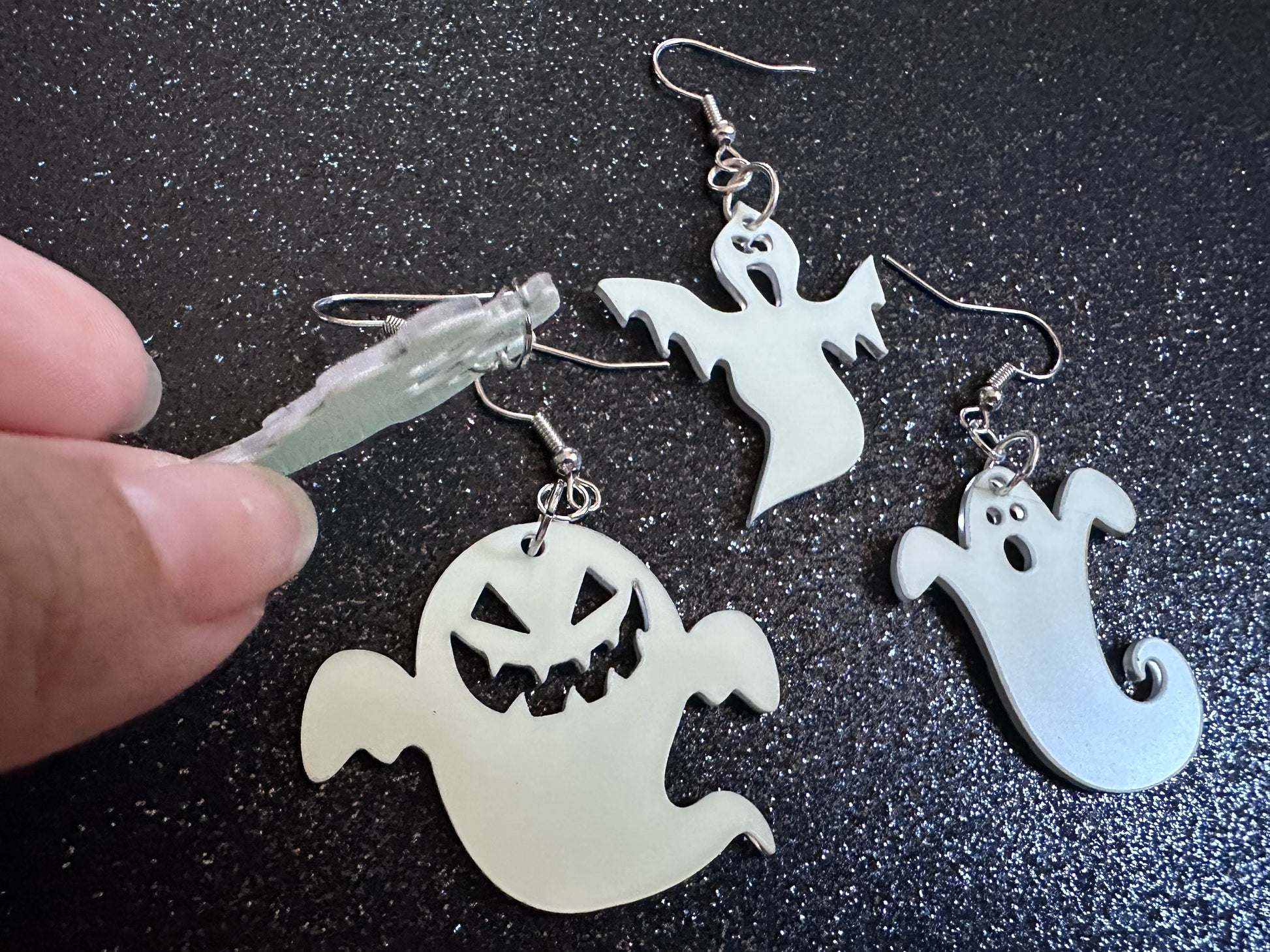 Glow in the Dark Ghost Earrings: Laser Cut Acrylic Ghosts, Halloween, Haunted, Scary, Spooky, Spirits, Best Gifts for Her/Him/Them