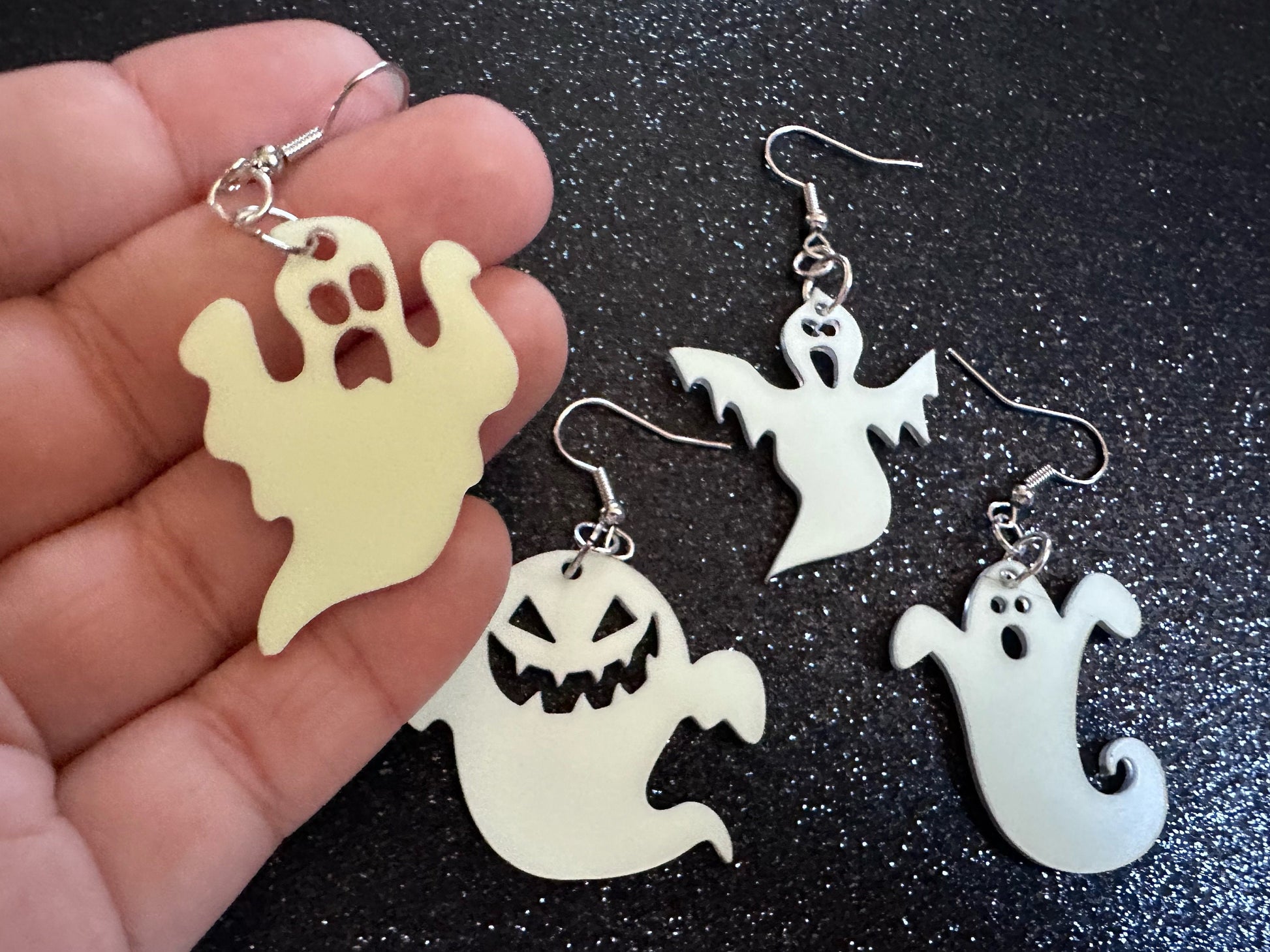 Glow in the Dark Ghost Earrings: Laser Cut Acrylic Ghosts, Halloween, Haunted, Scary, Spooky, Spirits, Best Gifts for Her/Him/Them