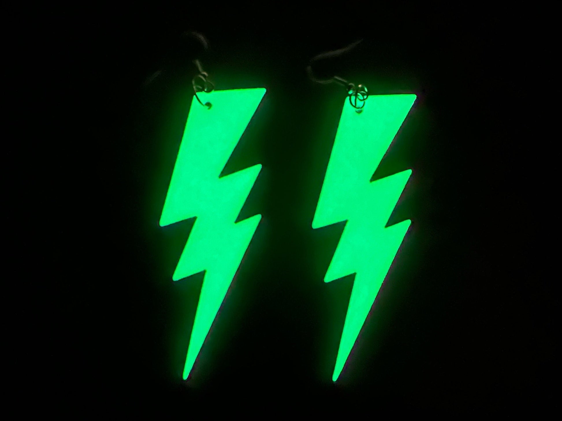Glow in the Dark Lightning Earrings: Laser Cut Acrylic Lightning Bolt Earrings, Stormy Weather, Electric, Best Gifts for Her/Him/Them