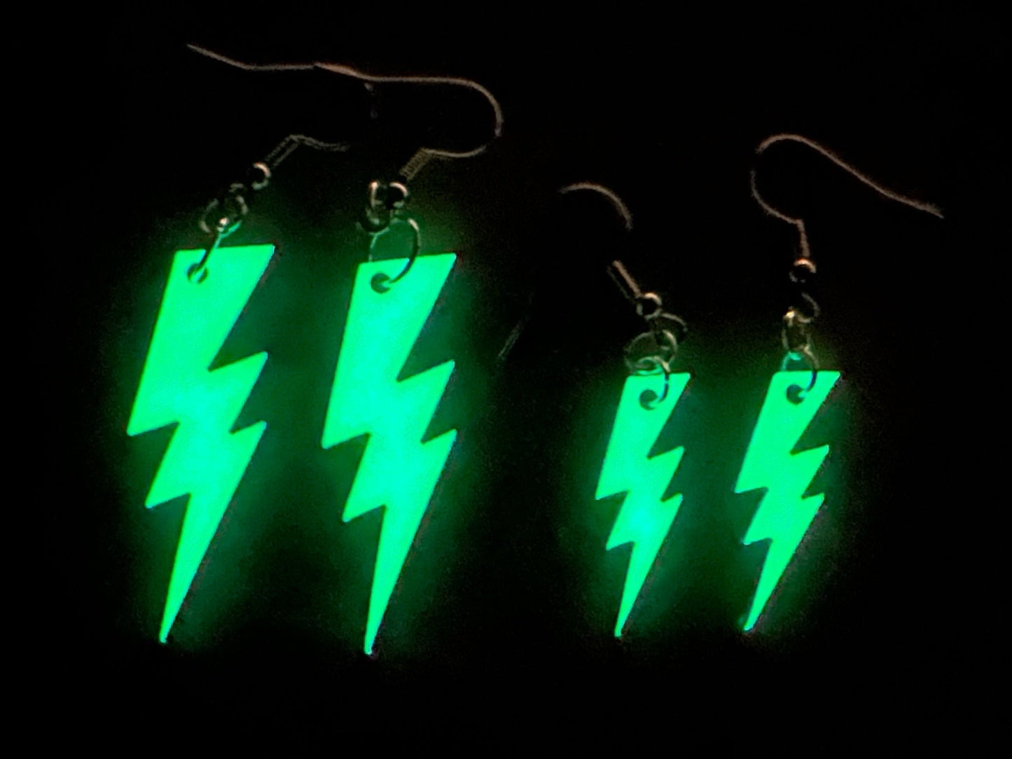 Glow in the Dark Lightning Earrings: Laser Cut Acrylic Lightning Bolt Earrings, Stormy Weather, Electric, Best Gifts for Her/Him/Them