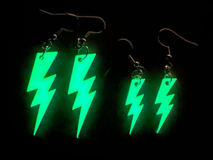 Glow in the Dark Lightning Earrings: Laser Cut Acrylic Lightning Bolt Earrings, Stormy Weather, Electric, Best Gifts for Her/Him/Them