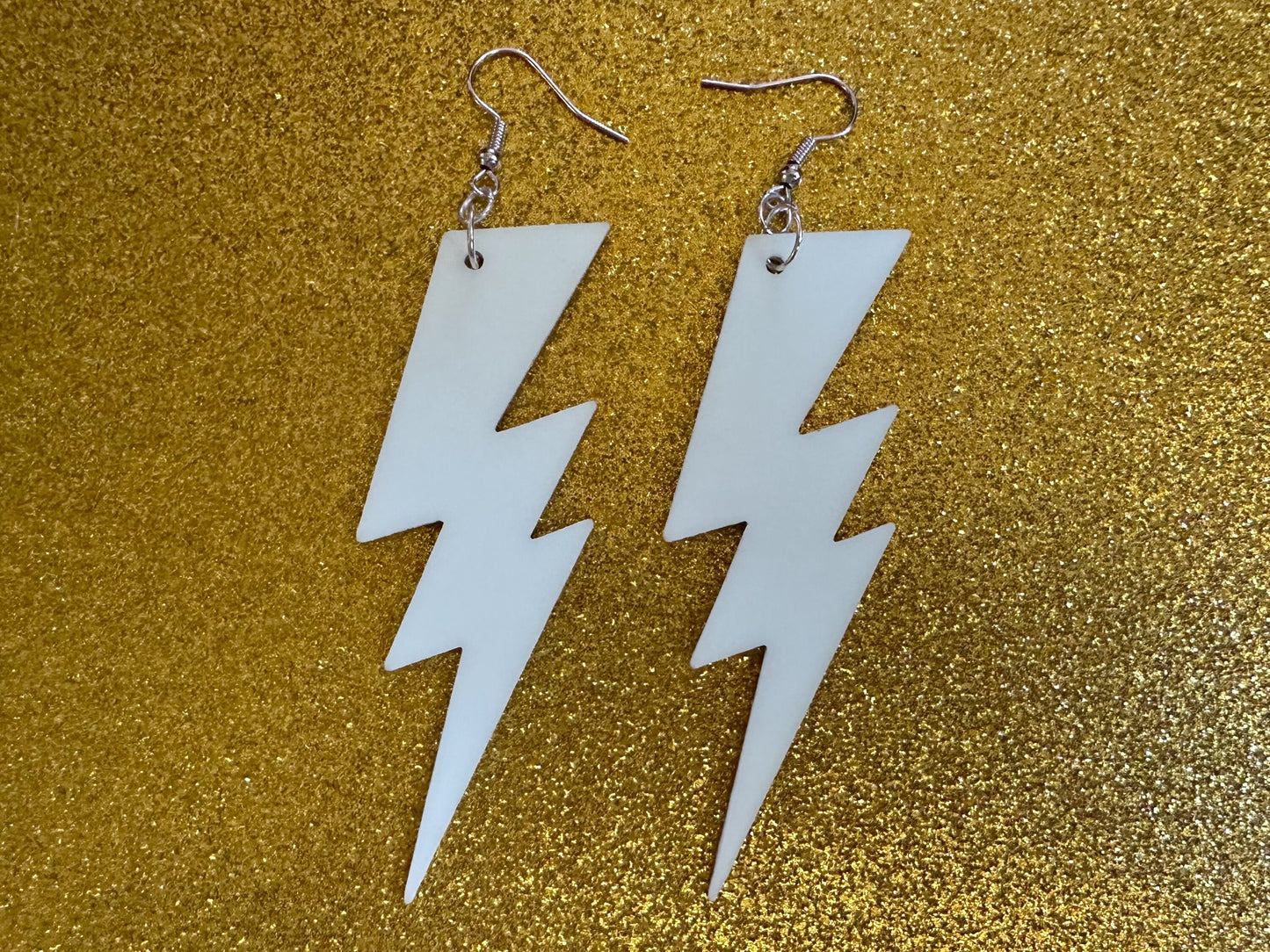 Glow in the Dark Lightning Earrings: Laser Cut Acrylic Lightning Bolt Earrings, Stormy Weather, Electric, Best Gifts for Her/Him/Them