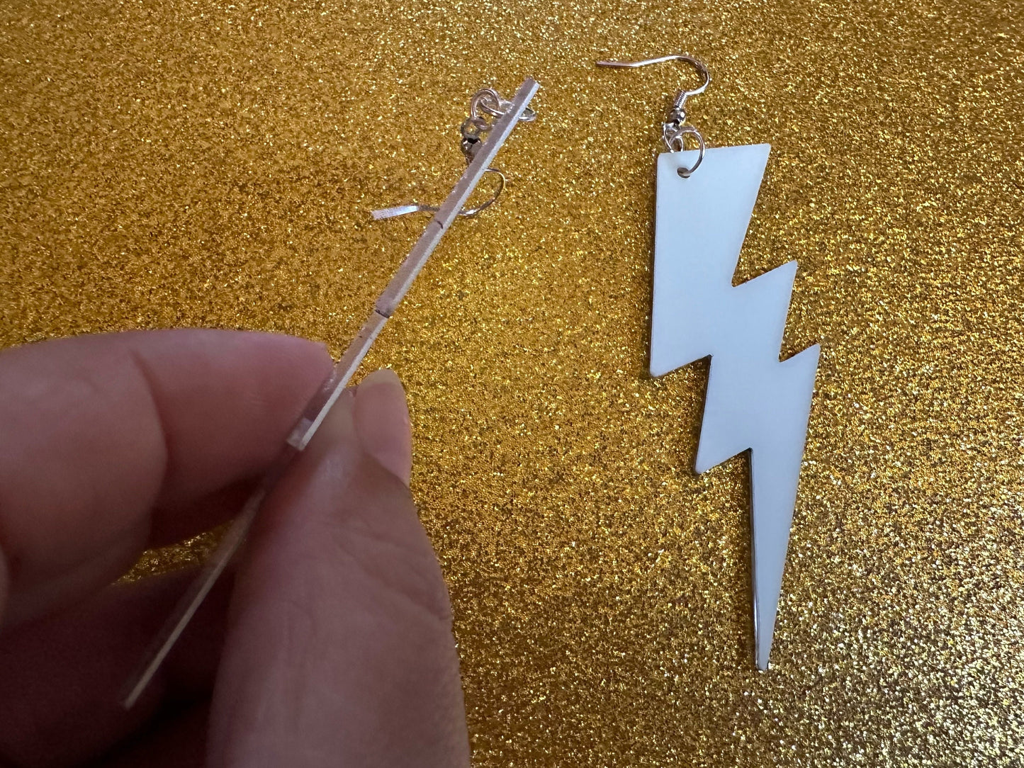 Glow in the Dark Lightning Earrings: Laser Cut Acrylic Lightning Bolt Earrings, Stormy Weather, Electric, Best Gifts for Her/Him/Them