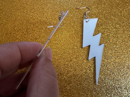 Glow in the Dark Lightning Earrings: Laser Cut Acrylic Lightning Bolt Earrings, Stormy Weather, Electric, Best Gifts for Her/Him/Them