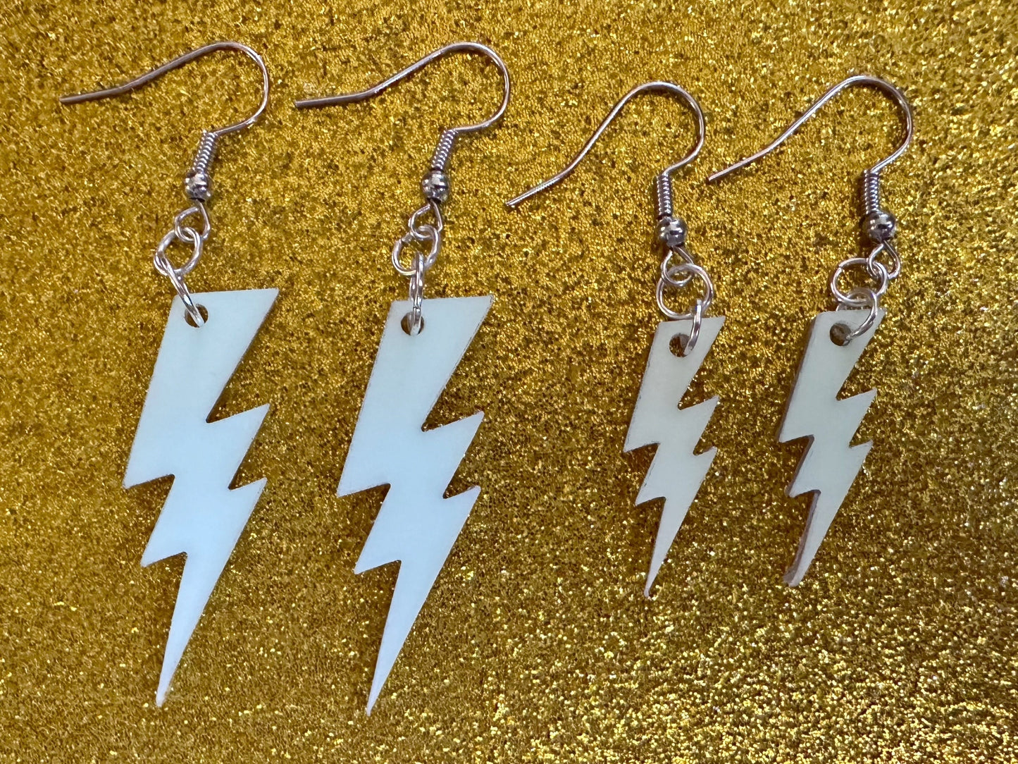 Glow in the Dark Lightning Earrings: Laser Cut Acrylic Lightning Bolt Earrings, Stormy Weather, Electric, Best Gifts for Her/Him/Them