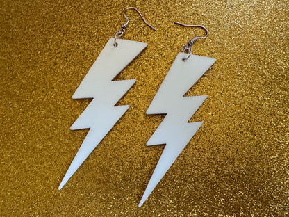 Glow in the Dark Lightning Earrings: Laser Cut Acrylic Lightning Bolt Earrings, Stormy Weather, Electric, Best Gifts for Her/Him/Them