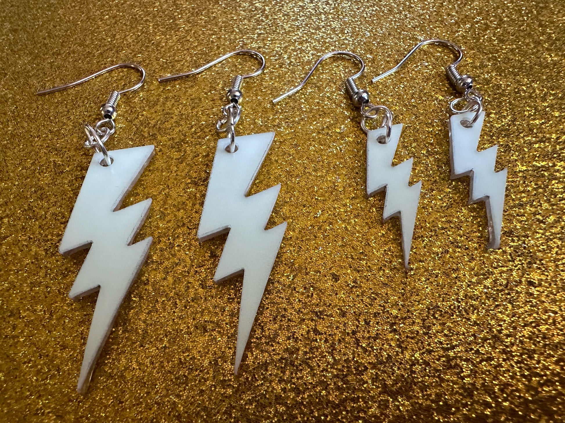 Glow in the Dark Lightning Earrings: Laser Cut Acrylic Lightning Bolt Earrings, Stormy Weather, Electric, Best Gifts for Her/Him/Them