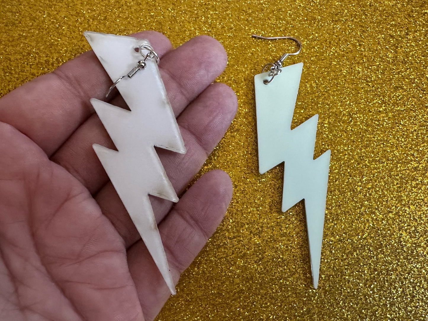 Glow in the Dark Lightning Earrings: Laser Cut Acrylic Lightning Bolt Earrings, Stormy Weather, Electric, Best Gifts for Her/Him/Them