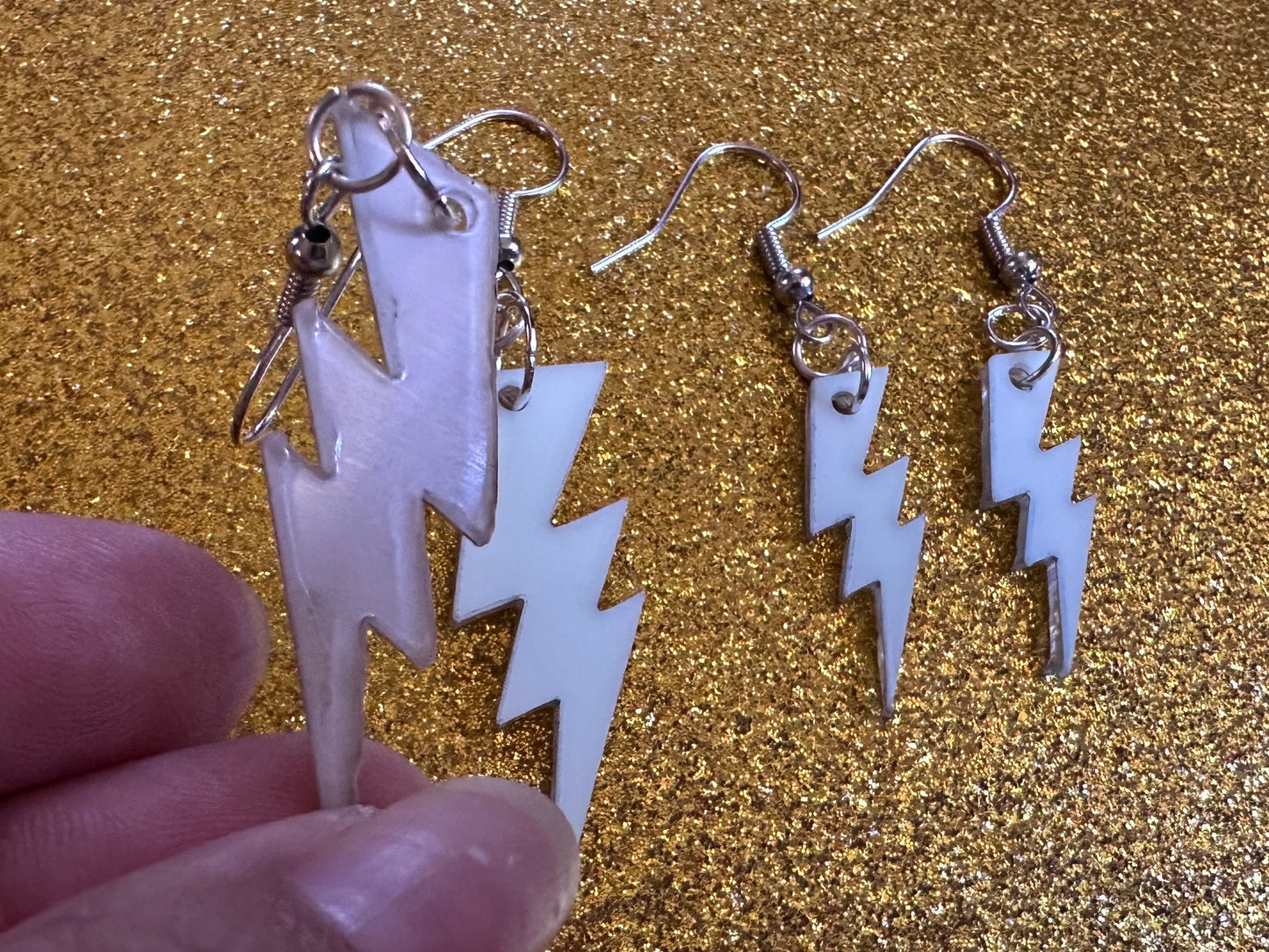 Glow in the Dark Lightning Earrings: Laser Cut Acrylic Lightning Bolt Earrings, Stormy Weather, Electric, Best Gifts for Her/Him/Them