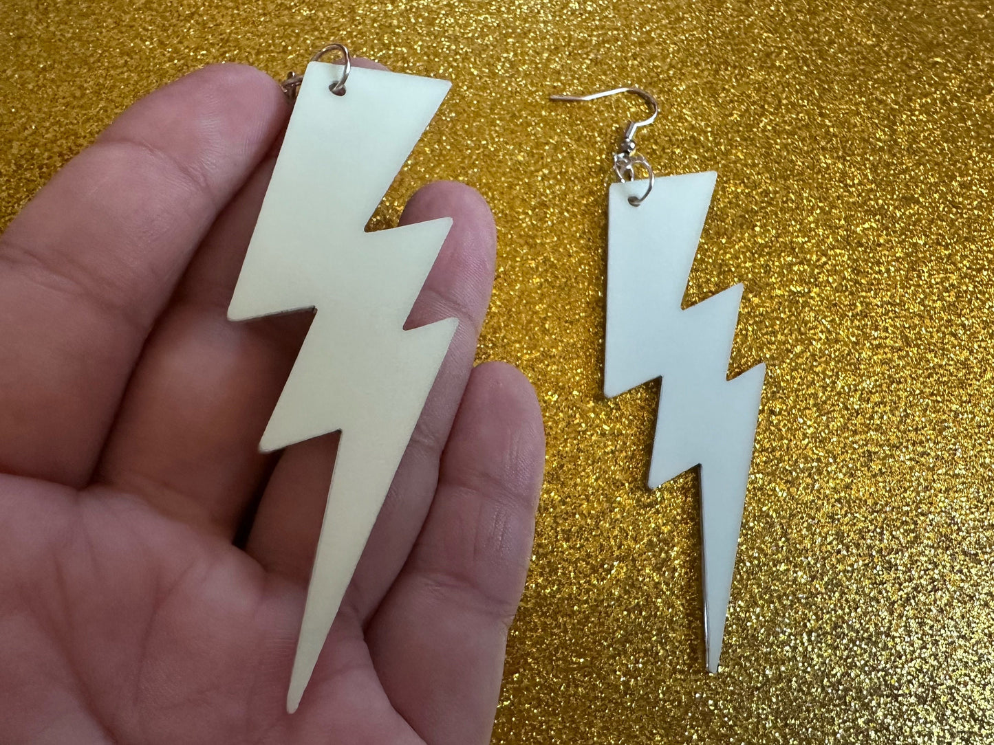 Glow in the Dark Lightning Earrings: Laser Cut Acrylic Lightning Bolt Earrings, Stormy Weather, Electric, Best Gifts for Her/Him/Them