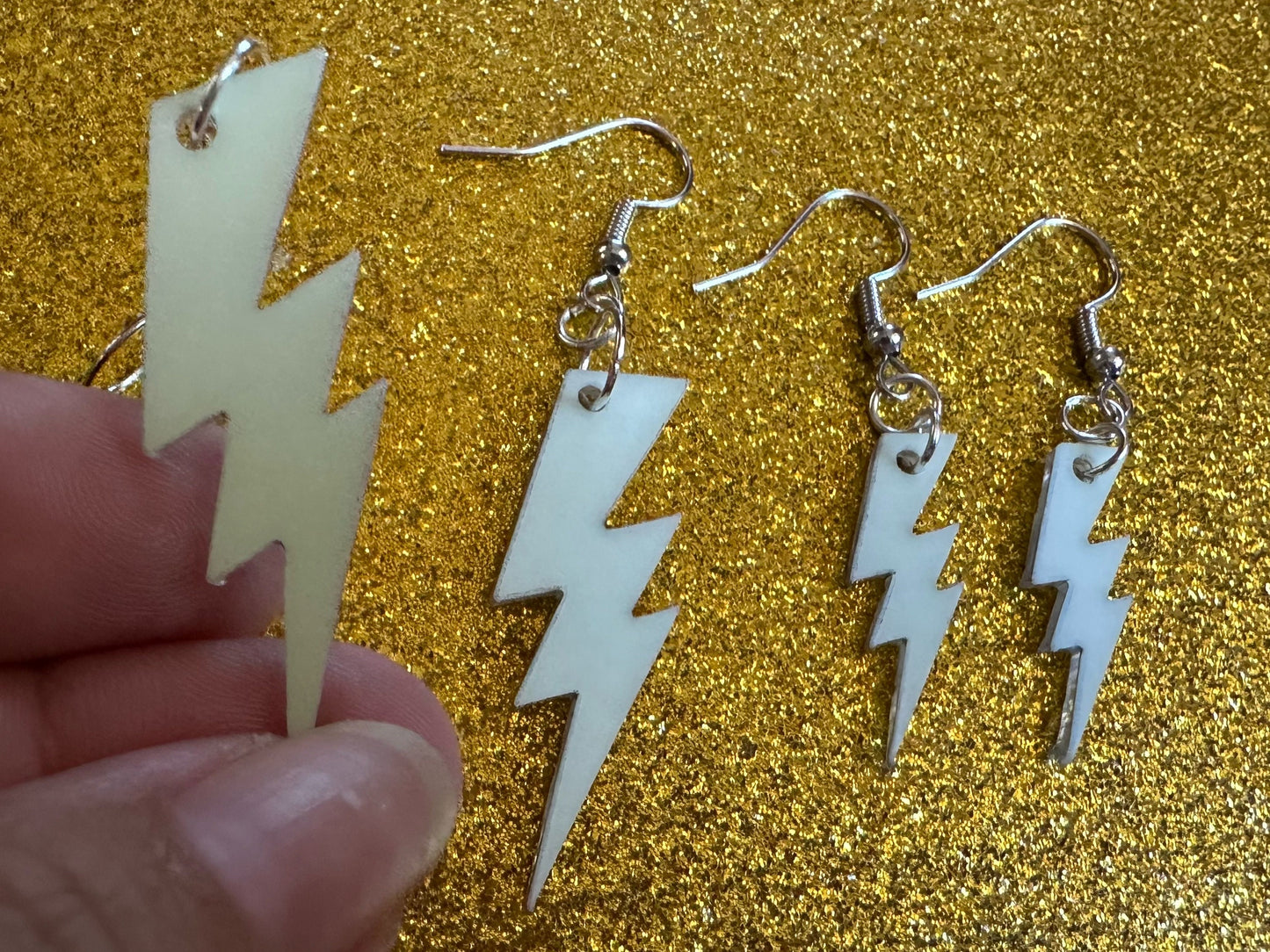 Glow in the Dark Lightning Earrings: Laser Cut Acrylic Lightning Bolt Earrings, Stormy Weather, Electric, Best Gifts for Her/Him/Them