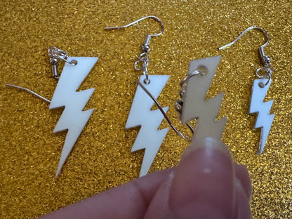 Glow in the Dark Lightning Earrings: Laser Cut Acrylic Lightning Bolt Earrings, Stormy Weather, Electric, Best Gifts for Her/Him/Them