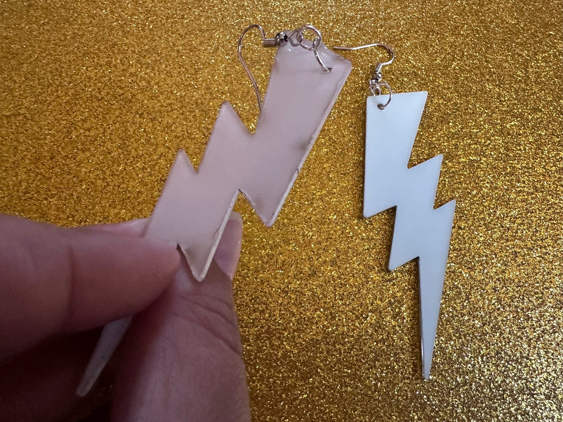 Glow in the Dark Lightning Earrings: Laser Cut Acrylic Lightning Bolt Earrings, Stormy Weather, Electric, Best Gifts for Her/Him/Them