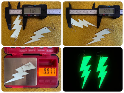 Glow in the Dark Lightning Earrings: Laser Cut Acrylic Lightning Bolt Earrings, Stormy Weather, Electric, Best Gifts for Her/Him/Them