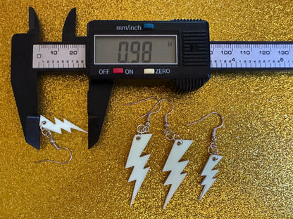 Glow in the Dark Lightning Earrings: Laser Cut Acrylic Lightning Bolt Earrings, Stormy Weather, Electric, Best Gifts for Her/Him/Them