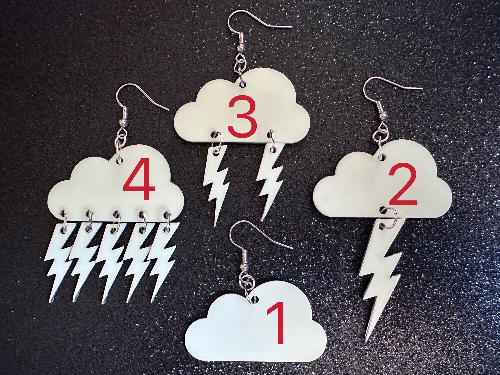 Glow in the Dark Lightning Earrings: Laser Cut Acrylic Lightning Bolts, Stormy Weather, Electric, Nature, Best Gifts for Her/Him/Them