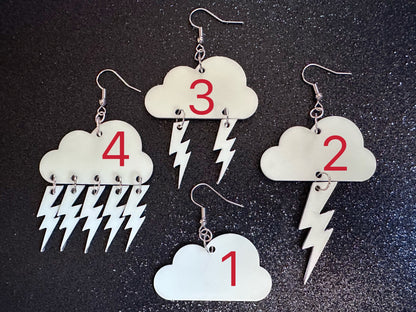 Glow in the Dark Lightning Earrings: Laser Cut Acrylic Lightning Bolts, Stormy Weather, Electric, Nature, Best Gifts for Her/Him/Them