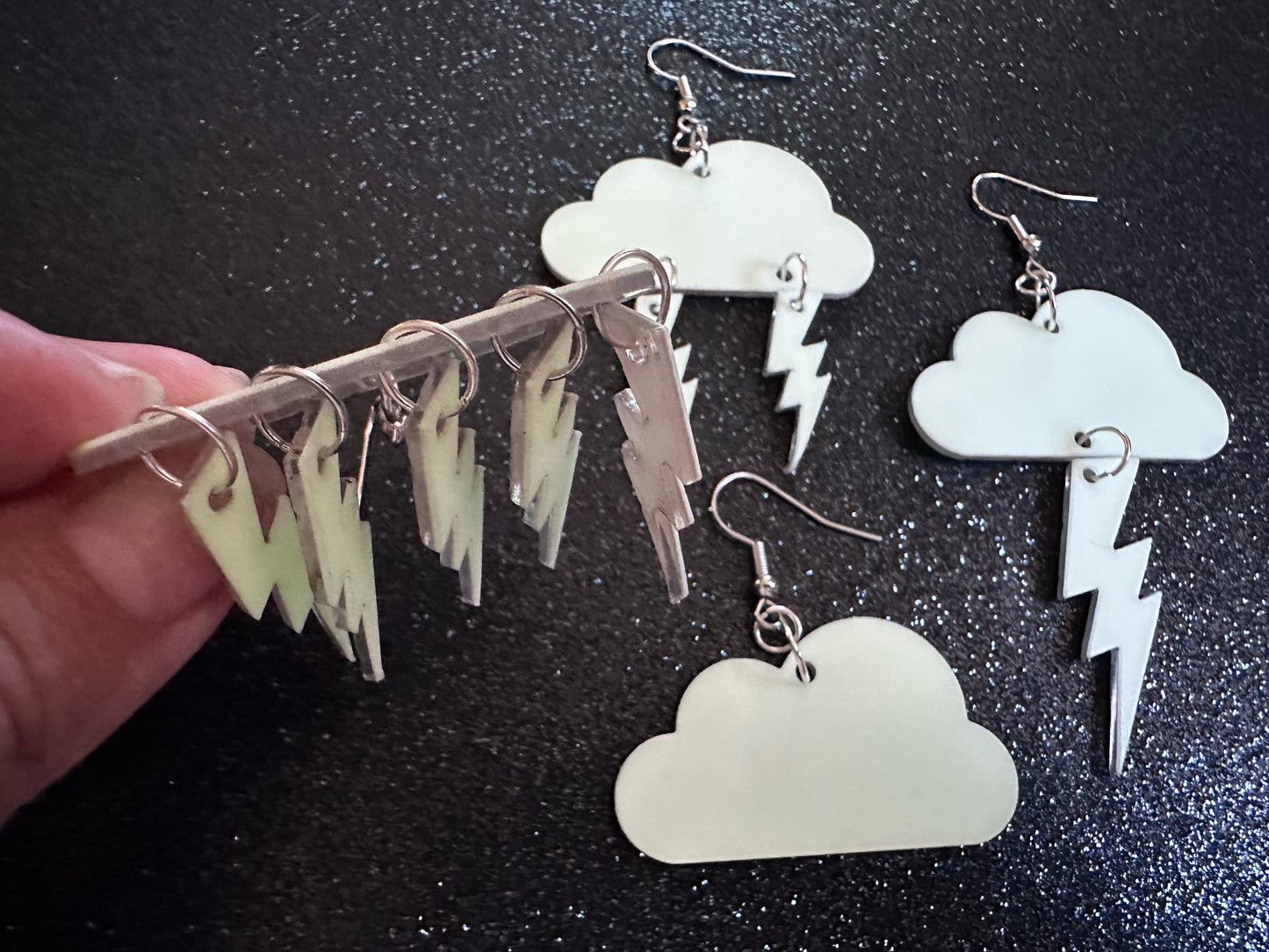 Glow in the Dark Lightning Earrings: Laser Cut Acrylic Lightning Bolts, Stormy Weather, Electric, Nature, Best Gifts for Her/Him/Them