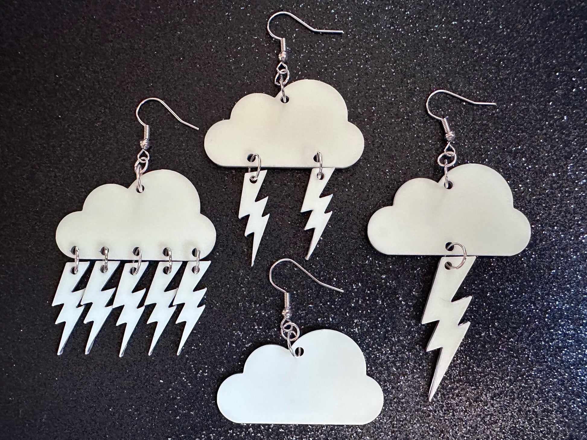 Glow in the Dark Lightning Earrings: Laser Cut Acrylic Lightning Bolts, Stormy Weather, Electric, Nature, Best Gifts for Her/Him/Them