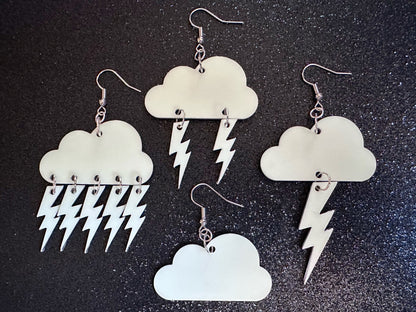 Glow in the Dark Lightning Earrings: Laser Cut Acrylic Lightning Bolts, Stormy Weather, Electric, Nature, Best Gifts for Her/Him/Them
