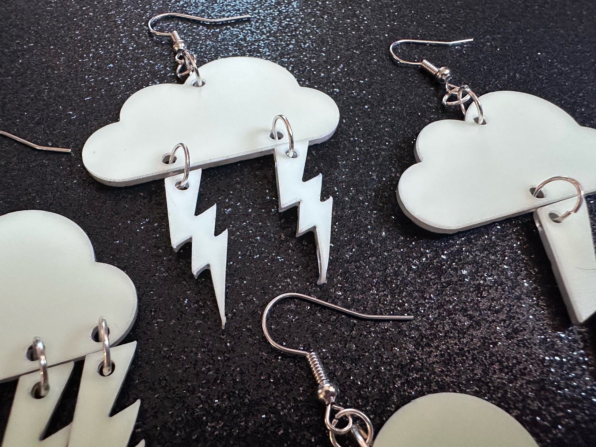 Glow in the Dark Lightning Earrings: Laser Cut Acrylic Lightning Bolts, Stormy Weather, Electric, Nature, Best Gifts for Her/Him/Them