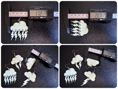 Glow in the Dark Lightning Earrings: Laser Cut Acrylic Lightning Bolts, Stormy Weather, Electric, Nature, Best Gifts for Her/Him/Them
