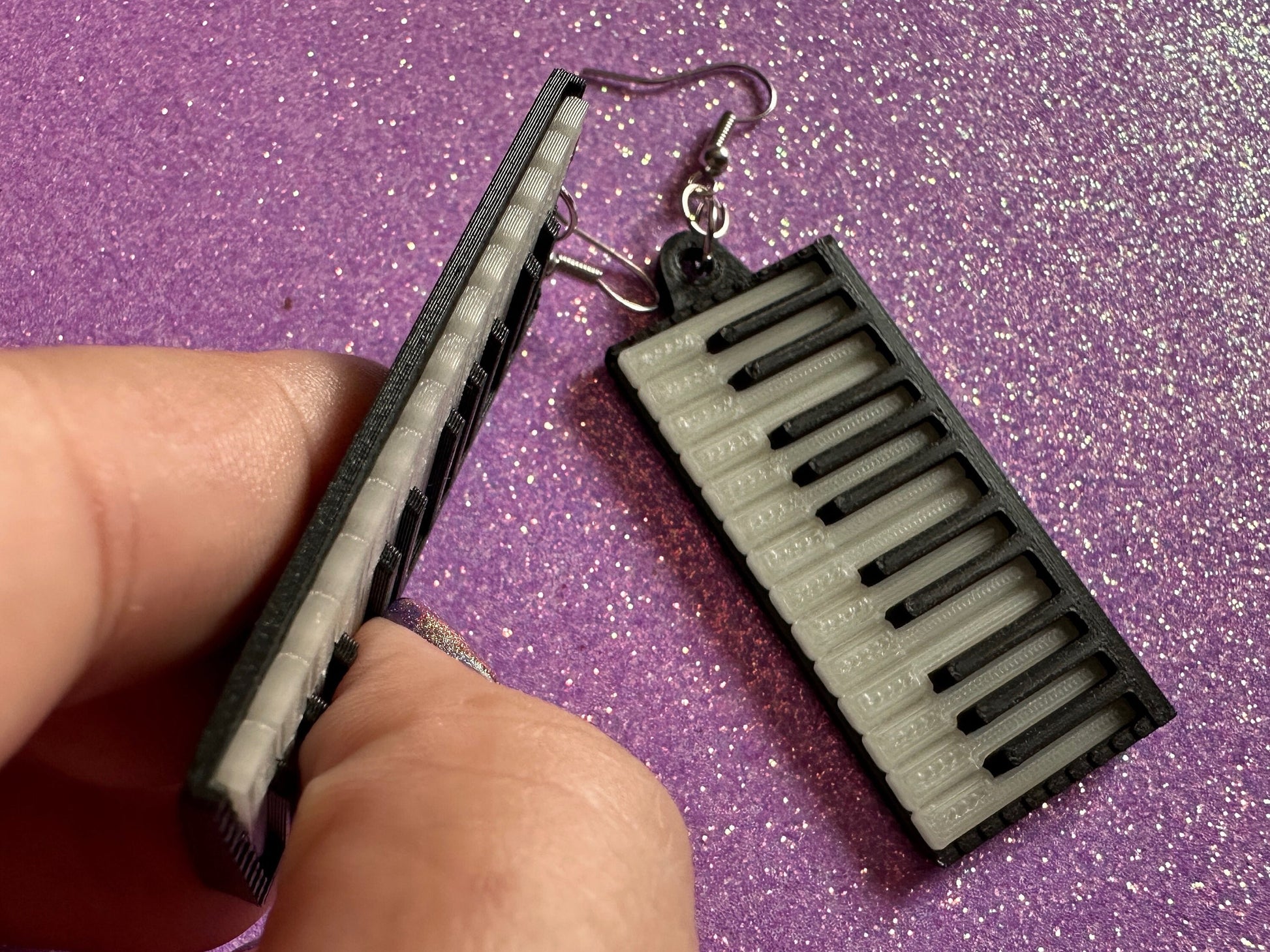 Glow in the Dark Piano Earrings: 3D Printed Piano Keyboards, Classical Music, Concert, Musical Instrument, Best Gifts for Her/Him/Them