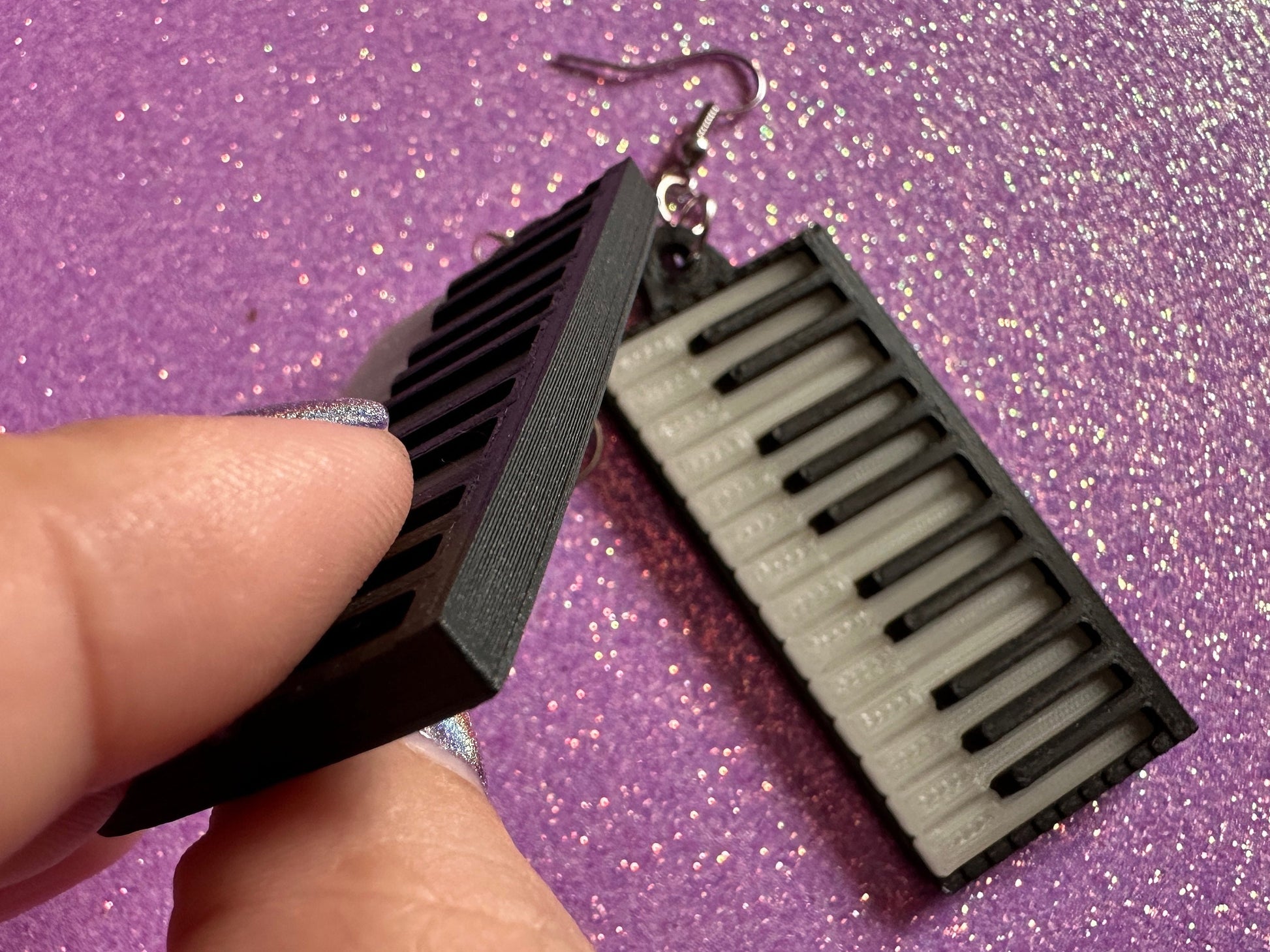 Glow in the Dark Piano Earrings: 3D Printed Piano Keyboards, Classical Music, Concert, Musical Instrument, Best Gifts for Her/Him/Them