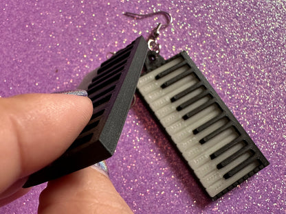 Glow in the Dark Piano Earrings: 3D Printed Piano Keyboards, Classical Music, Concert, Musical Instrument, Best Gifts for Her/Him/Them