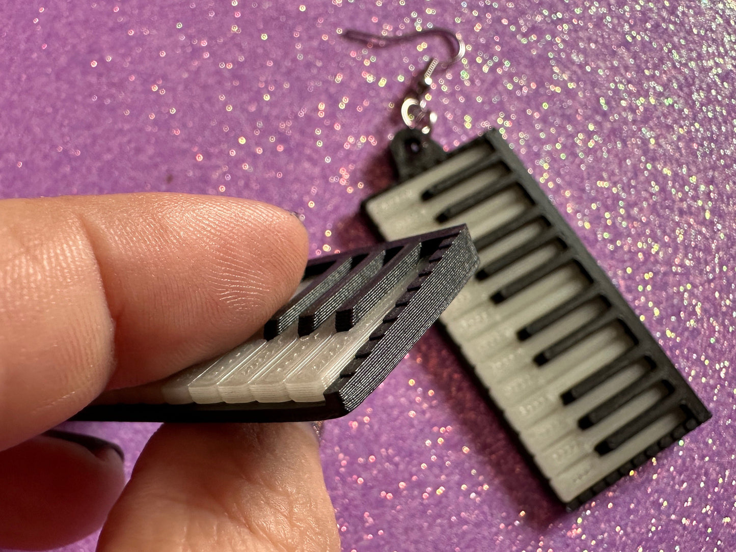 Glow in the Dark Piano Earrings: 3D Printed Piano Keyboards, Classical Music, Concert, Musical Instrument, Best Gifts for Her/Him/Them