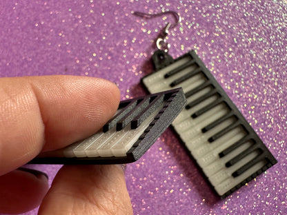 Glow in the Dark Piano Earrings: 3D Printed Piano Keyboards, Classical Music, Concert, Musical Instrument, Best Gifts for Her/Him/Them