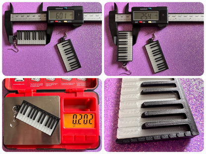 Glow in the Dark Piano Earrings: 3D Printed Piano Keyboards, Classical Music, Concert, Musical Instrument, Best Gifts for Her/Him/Them