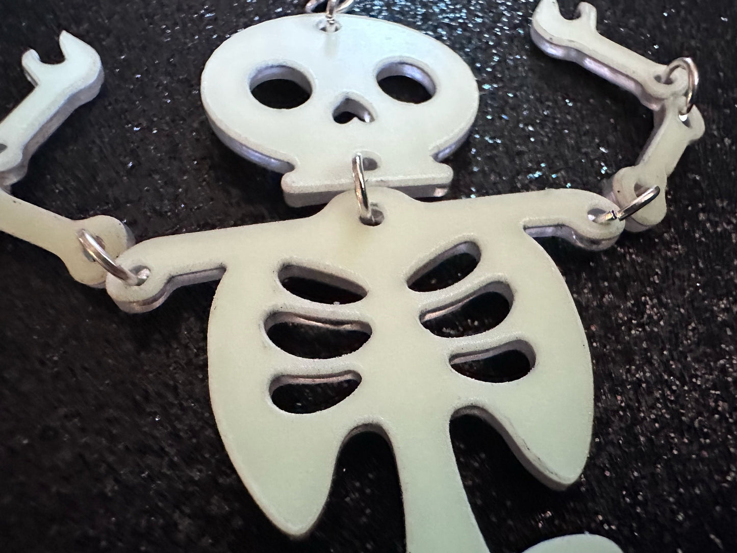 Glow in the Dark Skeleton Earrings: Laser Cut Acrylic Skeletons, Halloween, Scary, Spooky, Holiday, Bones, Best Gifts for Her/Him/Them