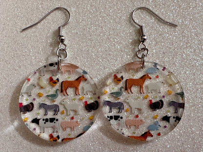 Goat Earrings: Laser Cut Acrylic Farm Animals, Cow, Donkey, Duck, Horse, Rabbit, Pig, Turkey, Chicken, Farmer, Best Gifts for Her/Him/Them