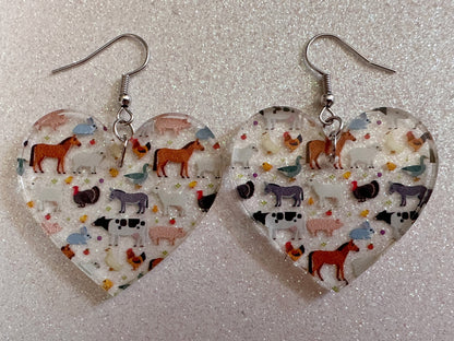 Goat Earrings: Laser Cut Acrylic Farm Animals, Cow, Donkey, Duck, Horse, Rabbit, Pig, Turkey, Chicken, Farmer, Best Gifts for Her/Him/Them