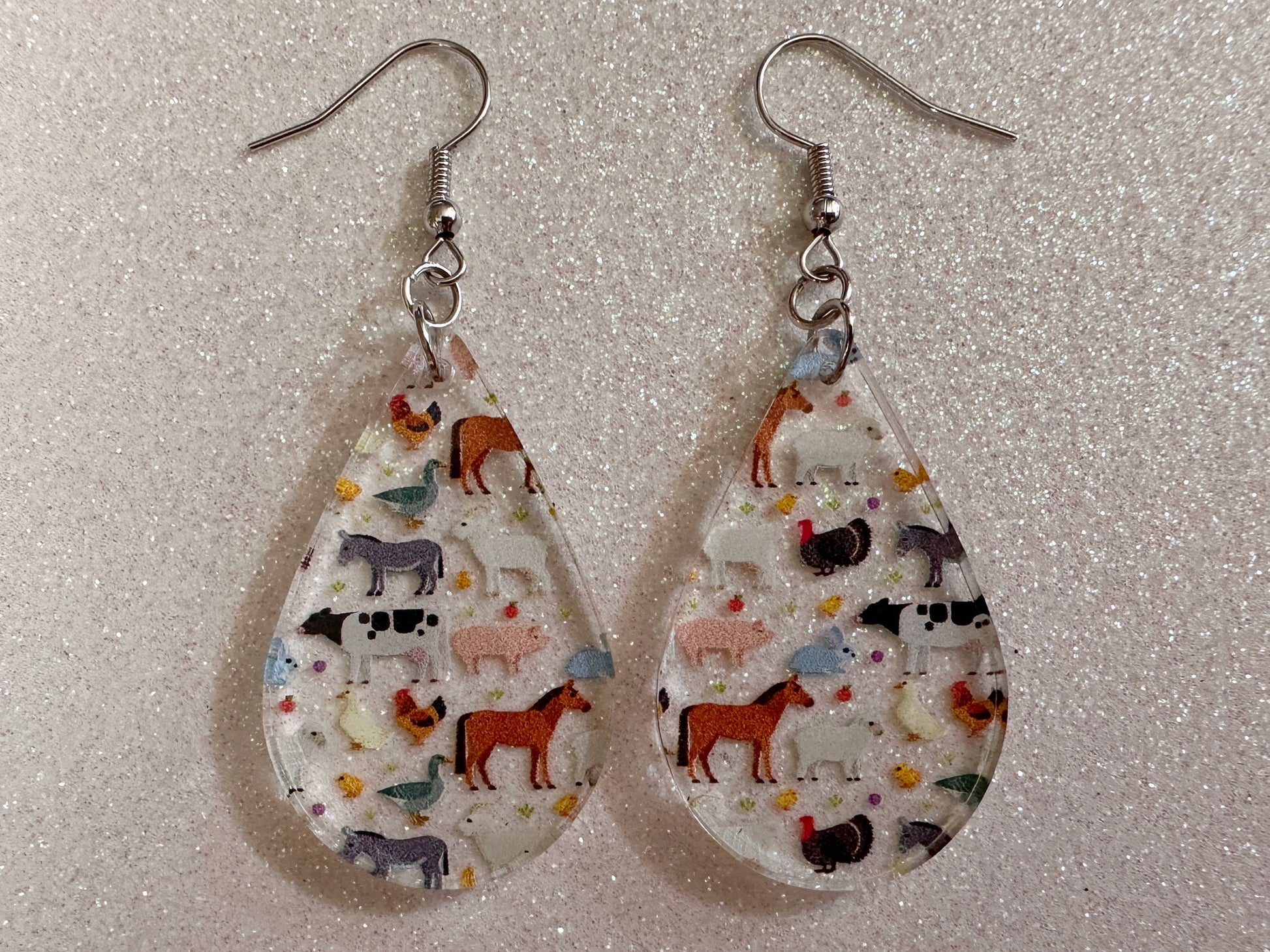 Goat Earrings: Laser Cut Acrylic Farm Animals, Cow, Donkey, Duck, Horse, Rabbit, Pig, Turkey, Chicken, Farmer, Best Gifts for Her/Him/Them