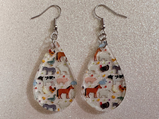 Goat Earrings: Laser Cut Acrylic Farm Animals, Cow, Donkey, Duck, Horse, Rabbit, Pig, Turkey, Chicken, Farmer, Best Gifts for Her/Him/Them