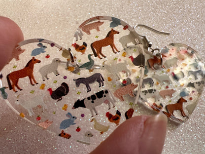 Goat Earrings: Laser Cut Acrylic Farm Animals, Cow, Donkey, Duck, Horse, Rabbit, Pig, Turkey, Chicken, Farmer, Best Gifts for Her/Him/Them
