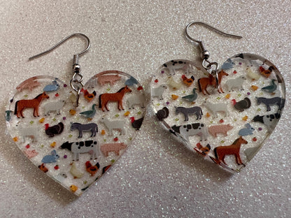 Goat Earrings: Laser Cut Acrylic Farm Animals, Cow, Donkey, Duck, Horse, Rabbit, Pig, Turkey, Chicken, Farmer, Best Gifts for Her/Him/Them