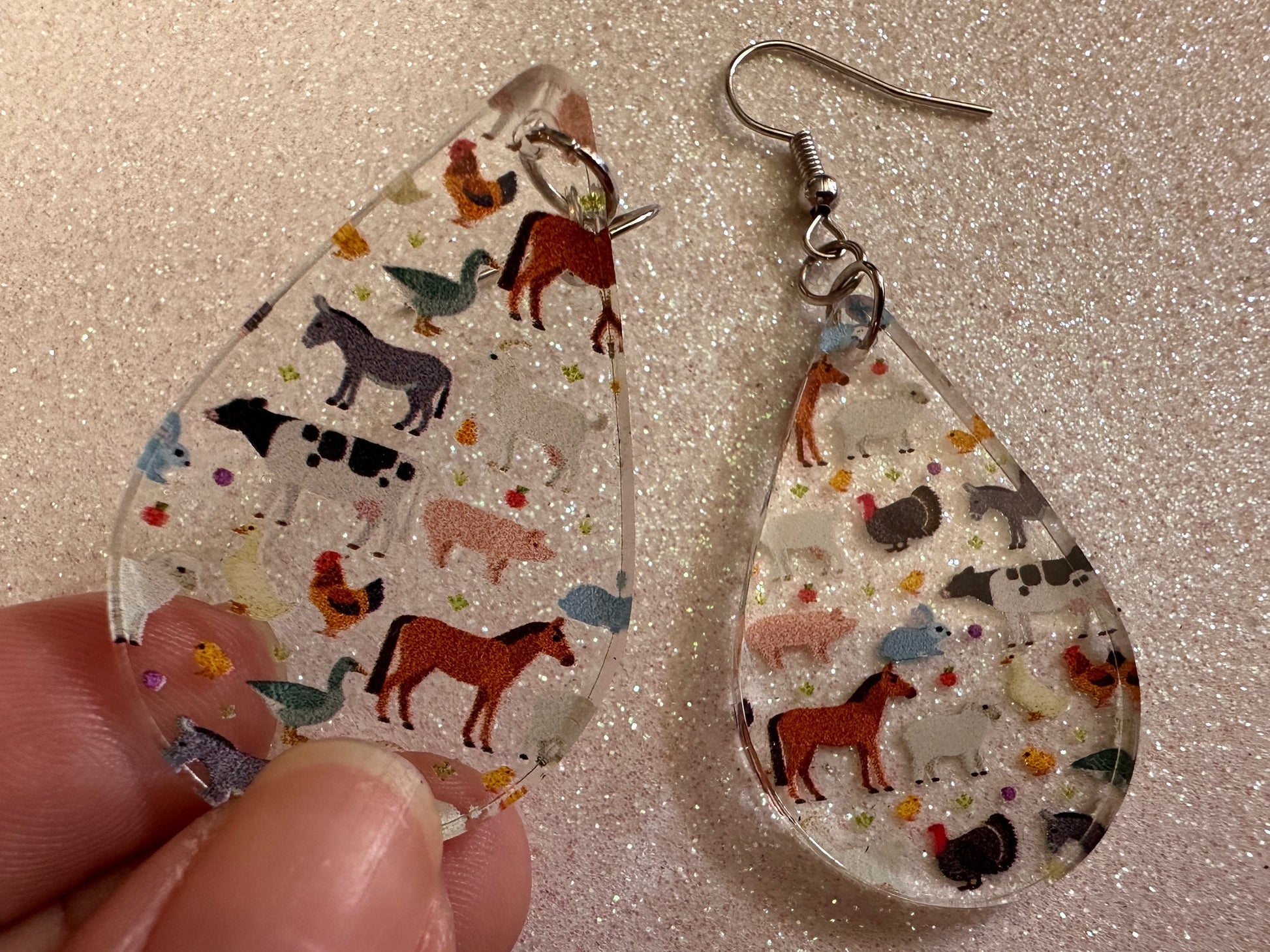 Goat Earrings: Laser Cut Acrylic Farm Animals, Cow, Donkey, Duck, Horse, Rabbit, Pig, Turkey, Chicken, Farmer, Best Gifts for Her/Him/Them