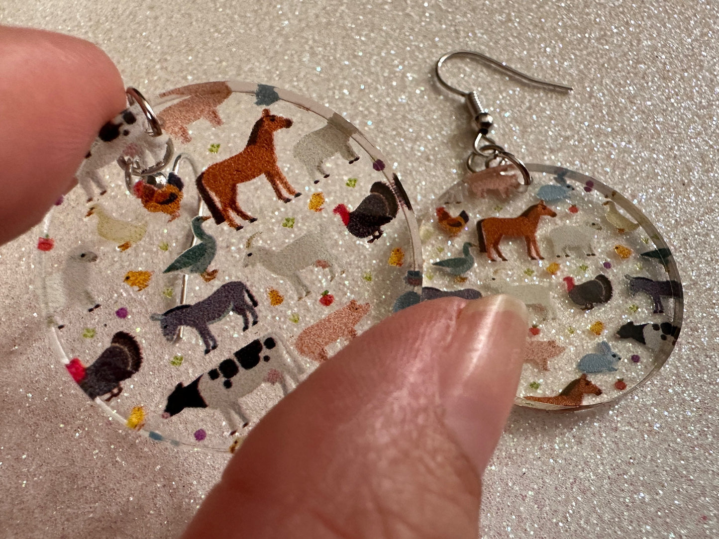 Goat Earrings: Laser Cut Acrylic Farm Animals, Cow, Donkey, Duck, Horse, Rabbit, Pig, Turkey, Chicken, Farmer, Best Gifts for Her/Him/Them