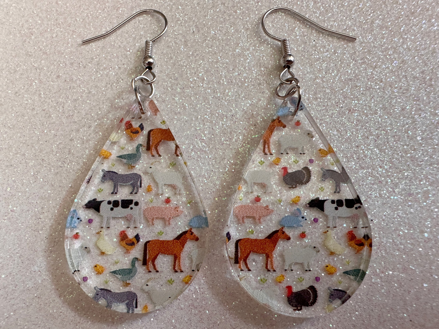 Goat Earrings: Laser Cut Acrylic Farm Animals, Cow, Donkey, Duck, Horse, Rabbit, Pig, Turkey, Chicken, Farmer, Best Gifts for Her/Him/Them