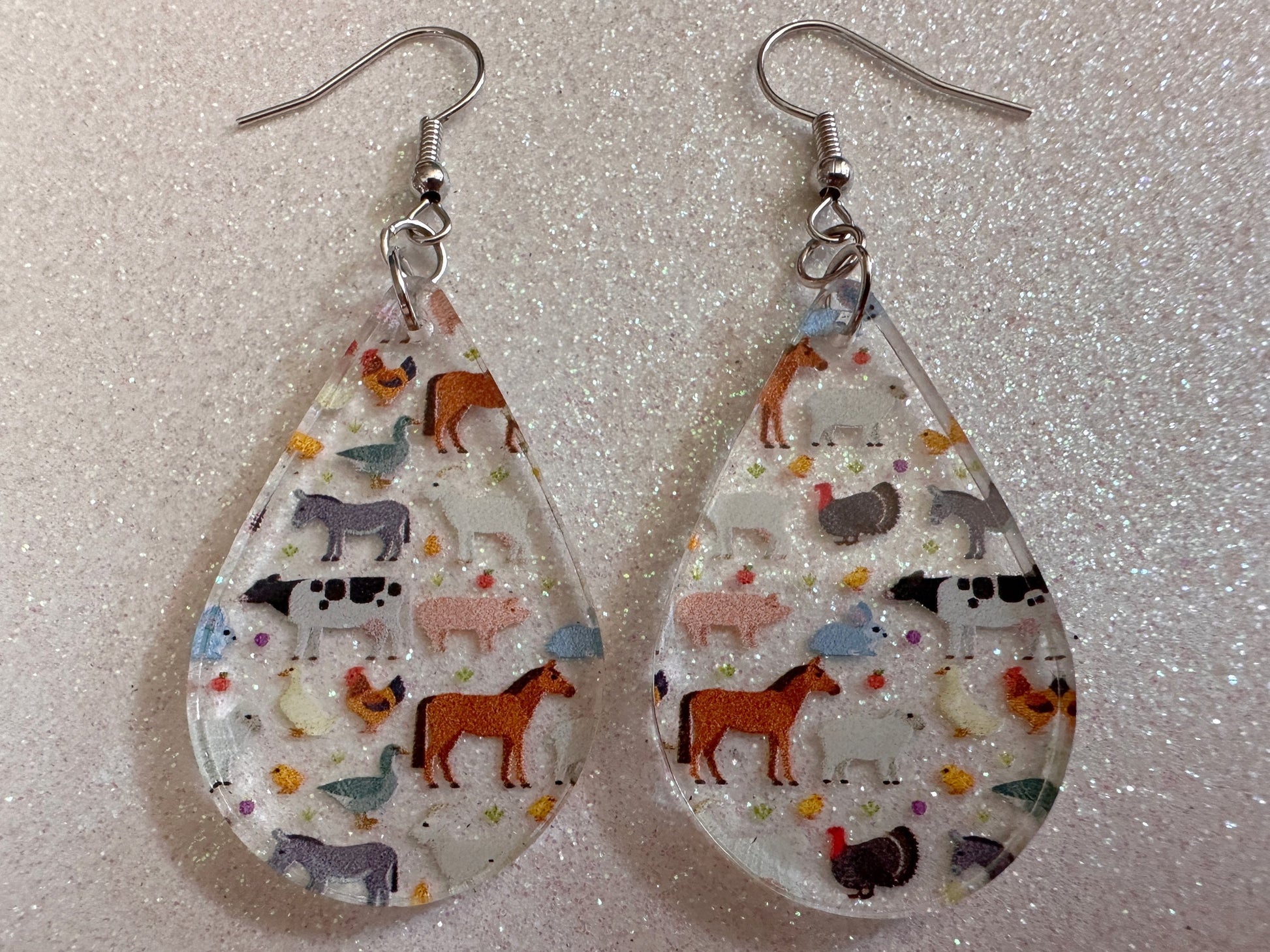 Goat Earrings: Laser Cut Acrylic Farm Animals, Cow, Donkey, Duck, Horse, Rabbit, Pig, Turkey, Chicken, Farmer, Best Gifts for Her/Him/Them
