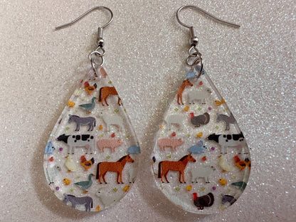Goat Earrings: Laser Cut Acrylic Farm Animals, Cow, Donkey, Duck, Horse, Rabbit, Pig, Turkey, Chicken, Farmer, Best Gifts for Her/Him/Them